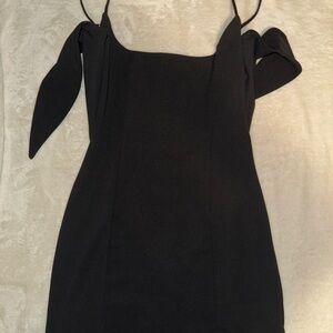 Lucy in the Sky Black Tie Front Sheath Dress